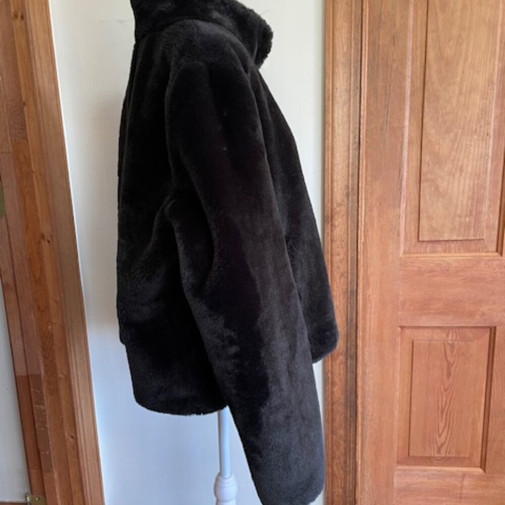 MARALYN & ME Faux Fur Snap Front High Collar Jacket Black Junior XL - Picture 9 of 16